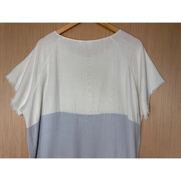 Umgee Linen Blend High Low Frayed Hem Dress Womens Size Medium Boho Beachy - Picture 5 of 10